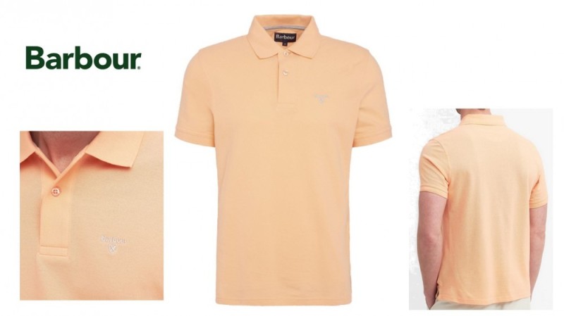 BARBOUR Polo cotone pique Sports colore albicocca