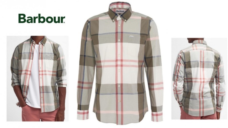 BARBOUR Camicia sartoriale Harris tartan Glenmore olive