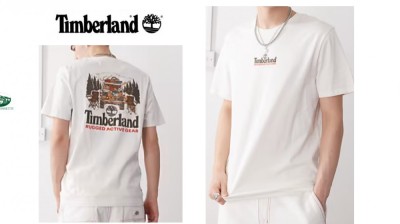 TIMBERLAND T-shirt Girocollo washed back bianco vintage