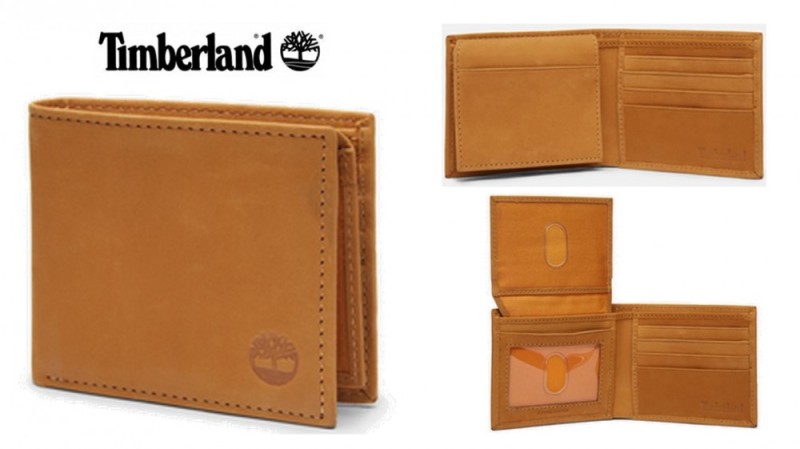 TIMBERLAND Portafoglio con Portatessere in Nabuk colore senape