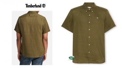 TIMBERLAND Camicia in lino manica corta Mill Brook verde