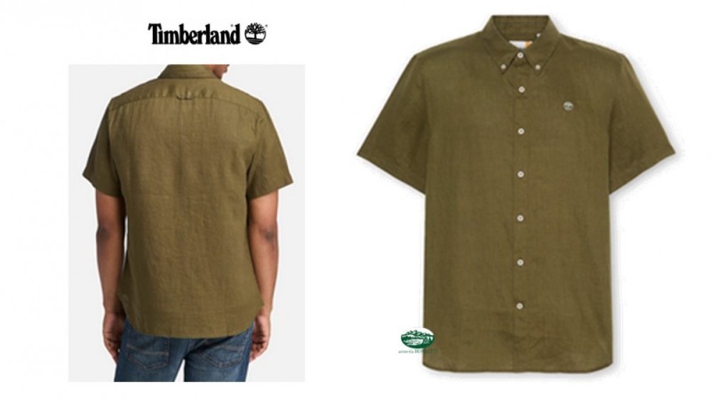 TIMBERLAND Camicia in lino manica corta Mill Brook verde