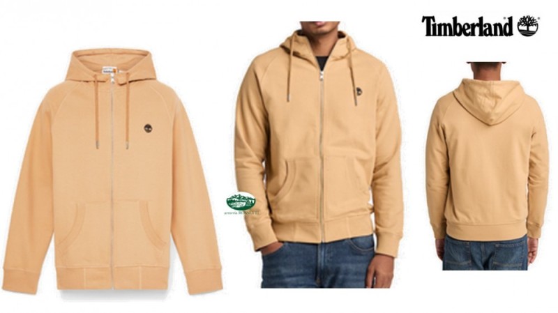 TIMBERLAND Felpa Exeter River con zip e cappuccio giallo
