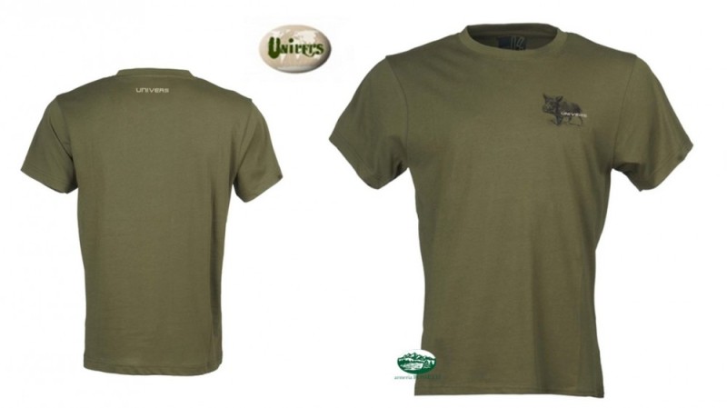 UNIVERS T-SHIRT cotone stampa cinghiale verde