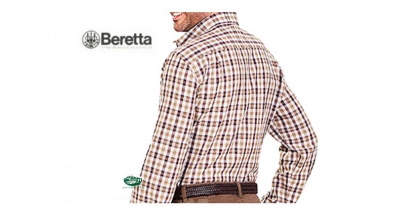 BERETTA Camicia Bryggen quadro marrone sul fondo chiaro LU382