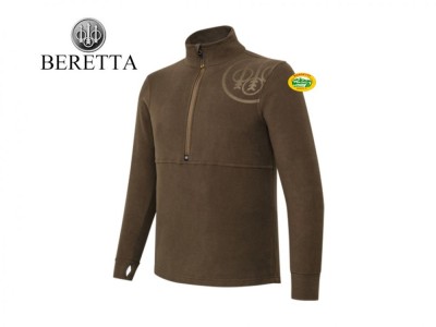 BERETTA Maglia Pile HP Logo Half zip marrone P3741