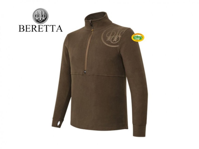BERETTA Maglia Pile HP Logo Half zip marrone P3741