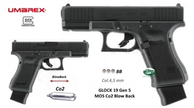 UMAREX GLOCK 19 G5 MOS Co2 Blow Back cal.4,5 mm