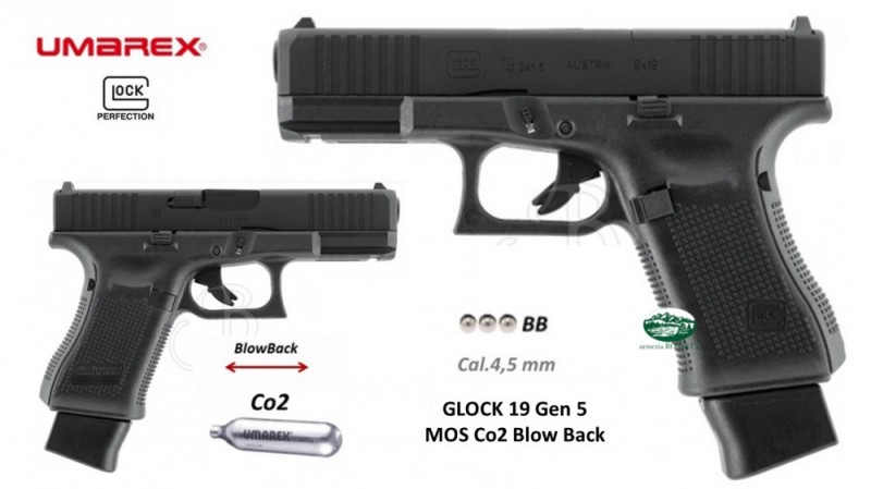 UMAREX GLOCK 19 G5 MOS Co2 Blow Back cal.4,5 mm