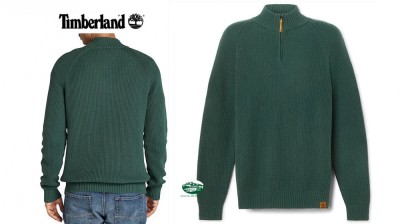 TIMBERLAND Maglia Williams River mezza zip verde scuro