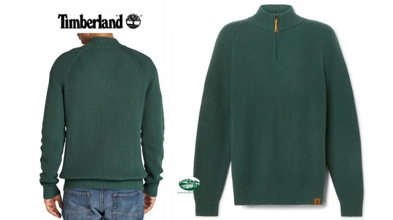 TIMBERLAND Maglia Williams River mezza zip verde scuro