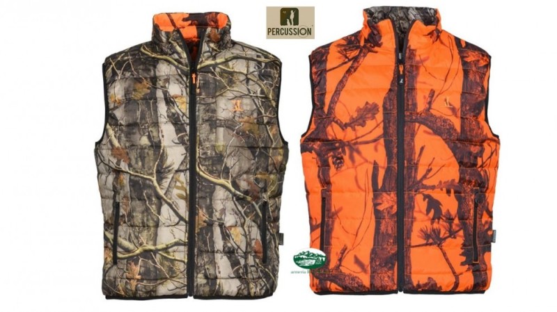 PERCUSSION gilet Warm reversibile camo verde/arancio 1281