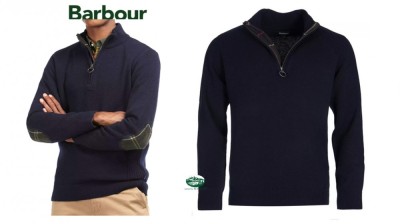 BARBOUR Maglia Holden mezza zip colore blu