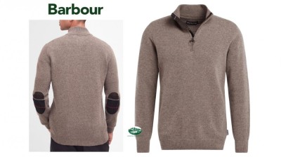 BARBOUR Maglia Holden mezza zip colore tortora
