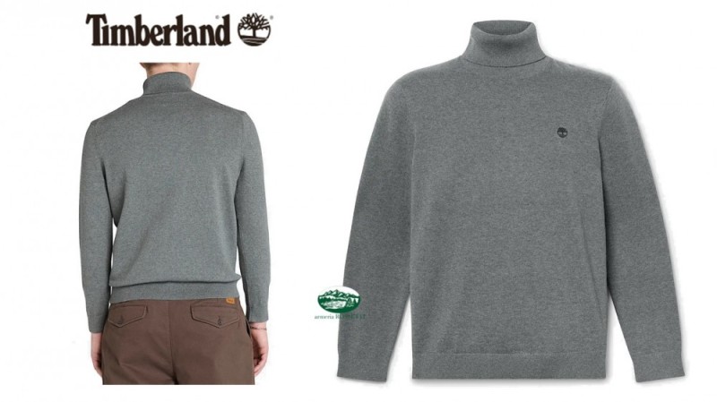 TIMBERLAND Maglia Williams River dolcevita in cotone grigio scuro