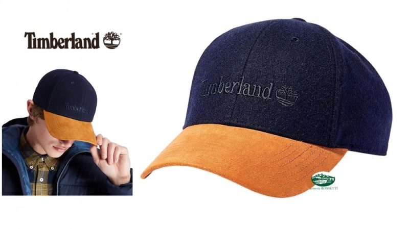 TIMBERLAND Cappello in lana bicolore a tesa blu scuro/marrone