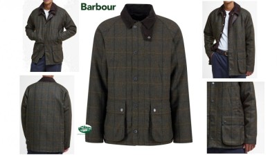BARBOUR Giacca in lana Bedale con motivo a scacchi