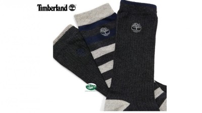 TIMBERLAND Set Tre paia di Calzettoni a Righe Craftsbury grigio scuro