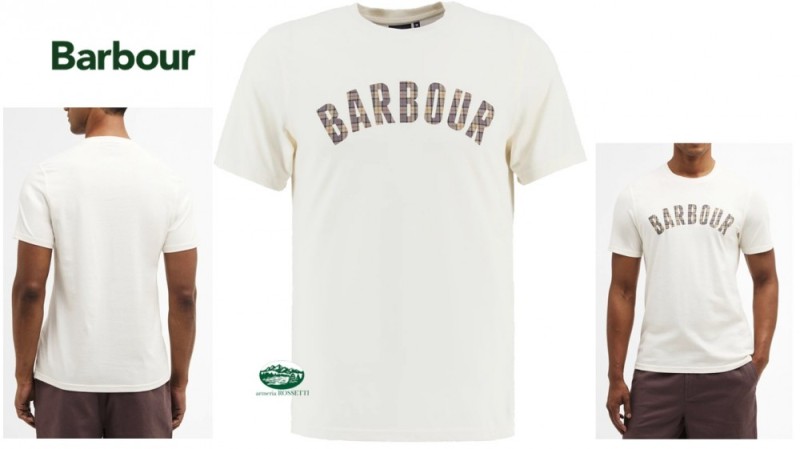 BARBOUR T-shirt Berwick con logo frontale in tartan