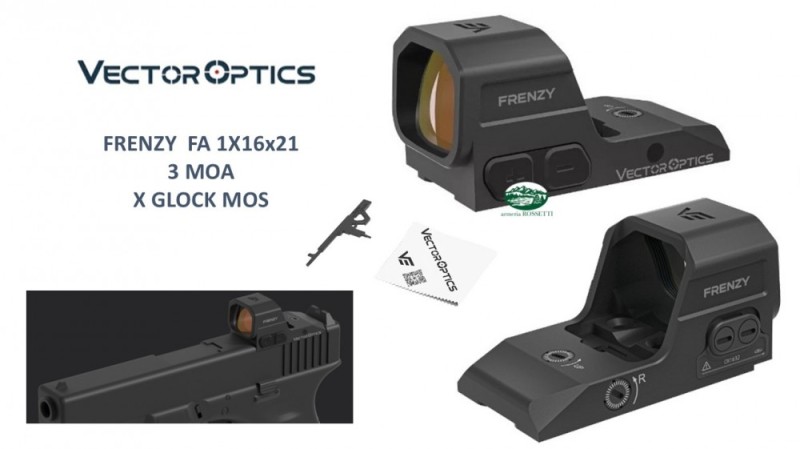 VECTOR OPTICS Punto rosso FRENZY FA 1X16x21 3 MOA per Glock mos SCRD-81