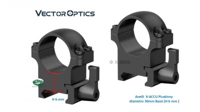 VECTOR OPTICS Anelli Picatinny diametro 30 mm bassi XASR-SQ10