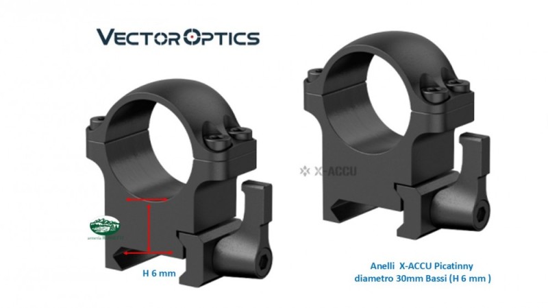 VECTOR OPTICS Anelli Picatinny diametro 30 mm bassi XASR-SQ10