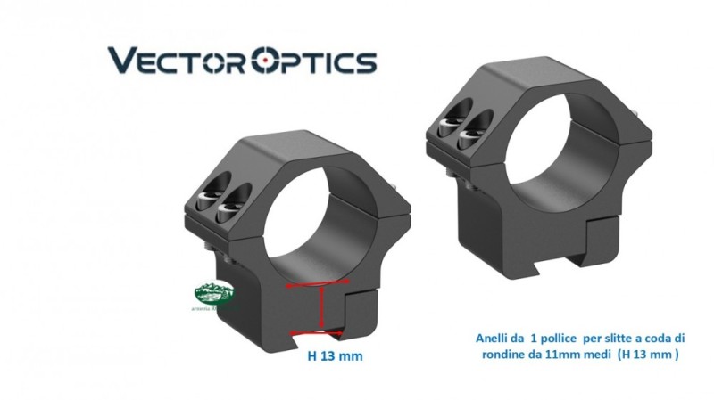 VECTOR OPTICS Anelli diametro 1 pollice per slitte da 11 mm medi VIMD-02