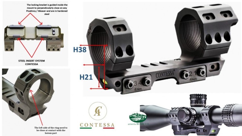 CONTESSA anelli Ultra Tactical FX 34mm H38 - 0 moa UTFX03