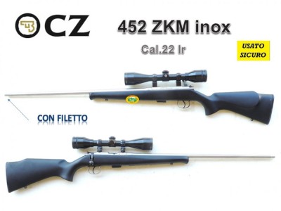 CZ 452 ZKM Inox cal.22 lr con filetto - Occasione - R.16939