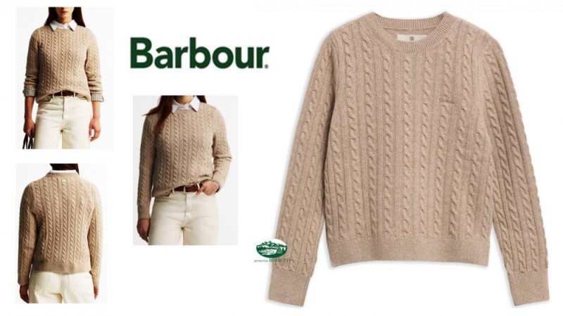 BARBOUR maglia Ashdown beige a trecce donna