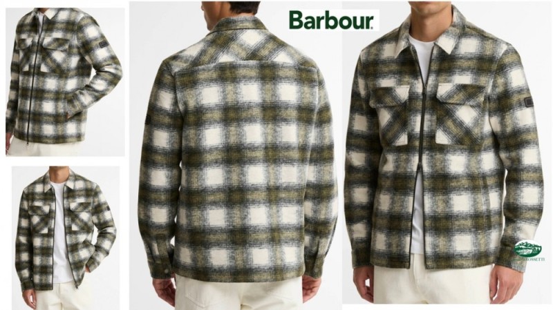 BARBOUR International Overshirt Clayton in misto lana colore GN98