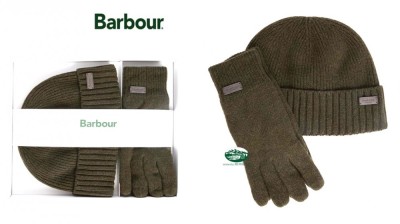 BARBOUR Set cappello e guanti Carlton colore verde