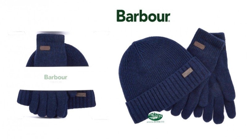 BARBOUR Set cappello e guanti Carlton colore blu