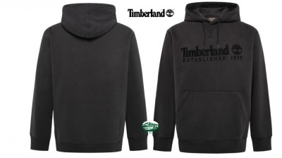 TIMBERLAND Felpa con Logo Established 1973 Ricamato colore black vintage