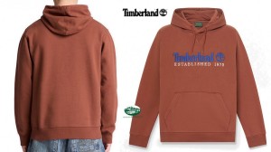 TIMBERLAND Felpa con Logo Established 1973 Ricamato colore bordeaux vintage