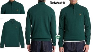 TIMBERLAND Maglia Cohas Brook mezza zip in Lana Merino colore verde scuro
