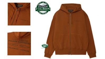 FILSON Felpa in cotone pesante con cappuccio colore  WHISKEY