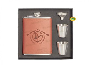 ALBAINOX set fiaschetta acciaio inox rivestita pelle