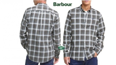 BARBOUR Camicia Mosswood cotone quadro celeste 