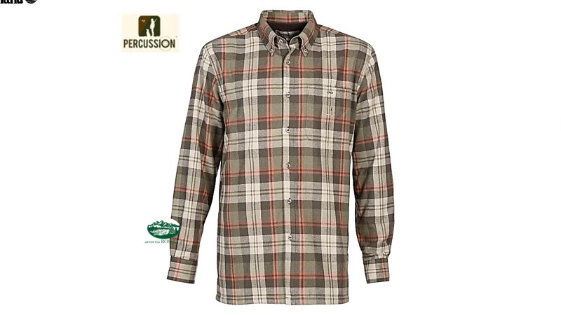 PERCUSSION camicia a quadri verde/orange 1676